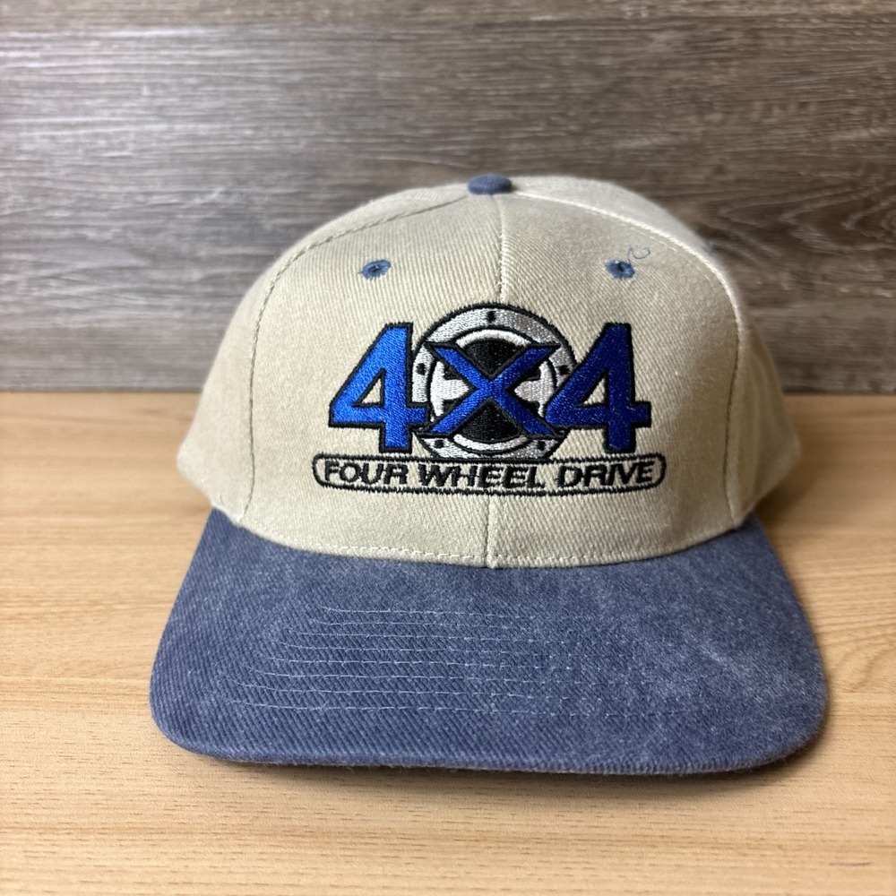 Vintage Four Wheel Drive Hat Cap Snap Back Brown 4x4 Trucks Embroidered